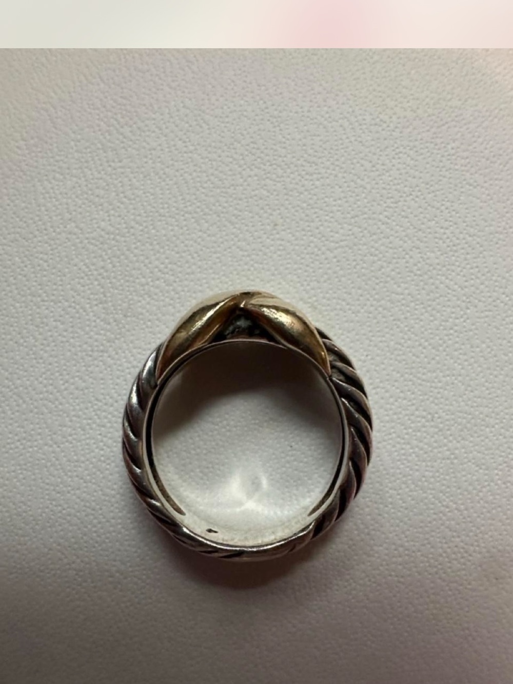 100% Authentic Rare David Yurman Two-Tone Twisted Cable Ring in Silver and Gold - Picture 12 of 16